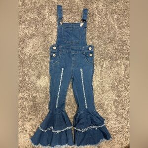 Flared Denim Jeans with Ruffle Hem